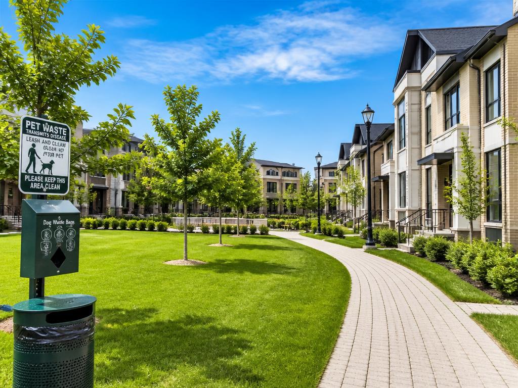 A pristine community park and townhouse green space